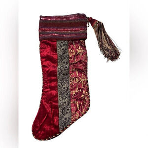 Embellished Velvet Christmas Stocking Sequins Beads Gems Heavily Beaded Tassle